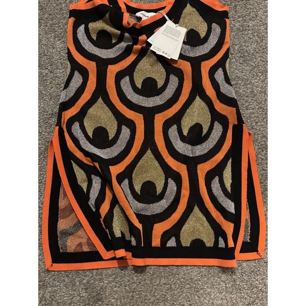 Rabanne X H&M Retro Glittery Jacquard Knit Mini Dress Size Large NWT - Picture 9 of 10